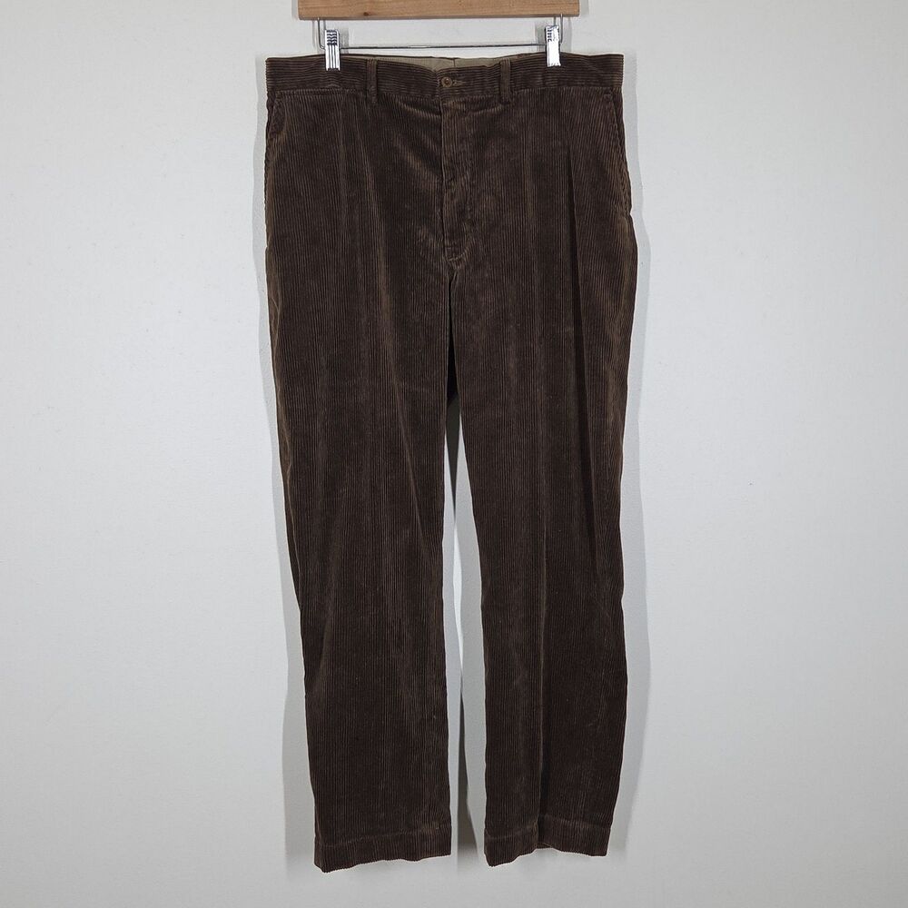 Vtg 90s Polo Ralph Lauren Corduroy Preston Pant Men's 36x30 Brown Straight Leg